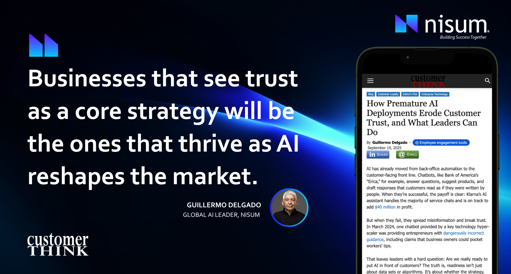 Guille featured in Customer Think blog banner