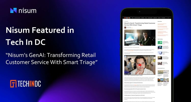 Graphic image our our blog feature in Tech in DC highlighting Nisum's AI retail customer service capabilities.