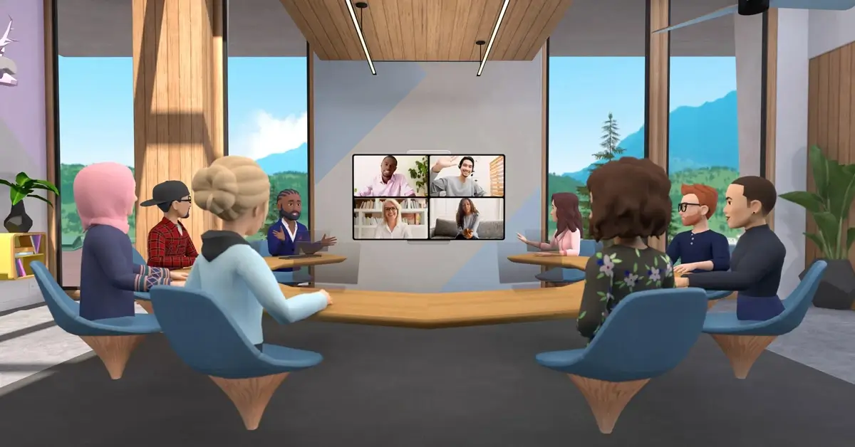 Example of a VR metaverse for work meetings in Horizon Workrooms